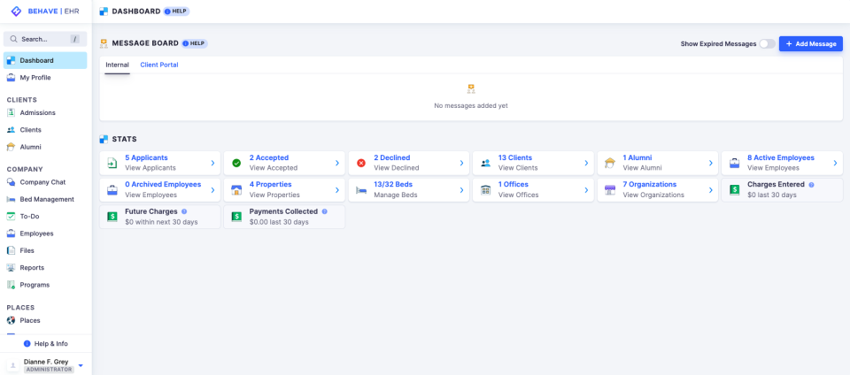 screenshot of BehaveHealth Platform